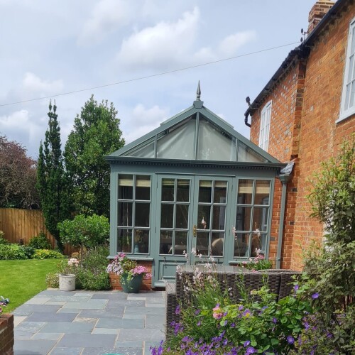 Crane garden building and patio