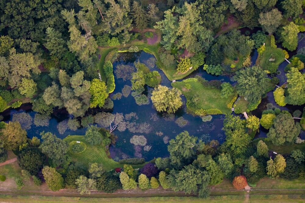 Aerial view Longstock Part Water Garden